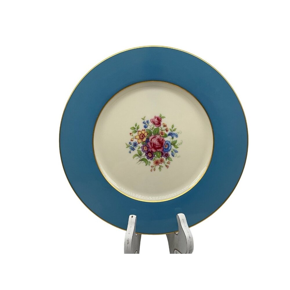 LENOX Stradivarius Turquoise Blue Smooth Edge Dinner Plate Vintage USA Collectib